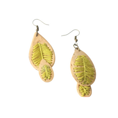Coconut Leaf Earrings With Embroidery
