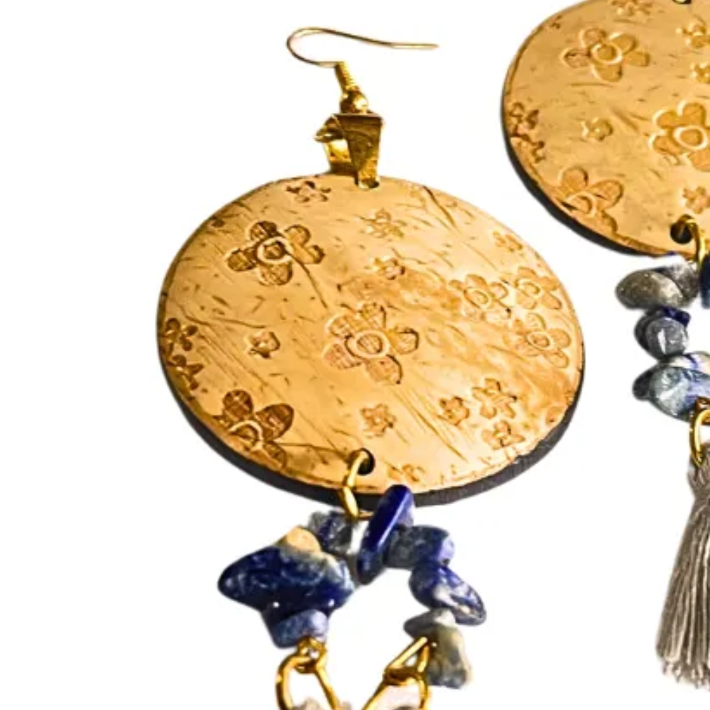 Coconut Earrings With Small Flower Model With Stones And Fragrances