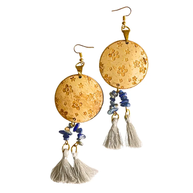 Coconut Earrings With Small Flower Model With Stones And Fragrances