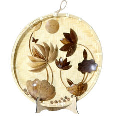 Coconut Painting With Bamboo Panel Decor, Letters Covered + Engraved On Request