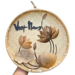 Coconut Painting With Bamboo Panel Decor, Letters Covered + Engraved On Request