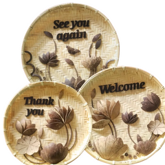 Coconut Painting With Bamboo Panel Decor, Letters Covered + Engraved On Request