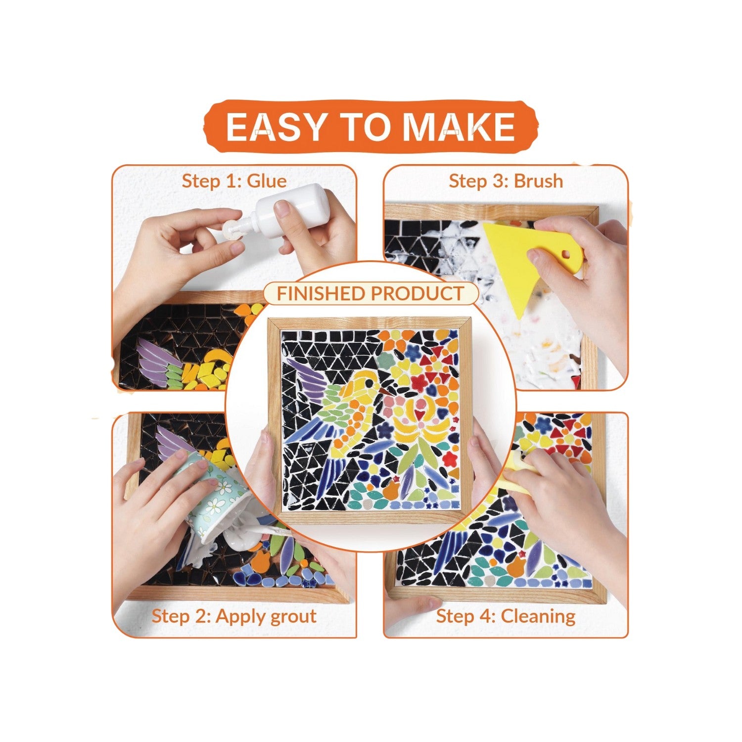 Ceramic Jigsaw Puzzle Set Featuring Birds And Tulips