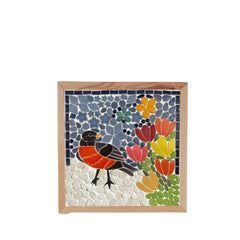 Ceramic Jigsaw Puzzle Set Featuring Birds And Tulips