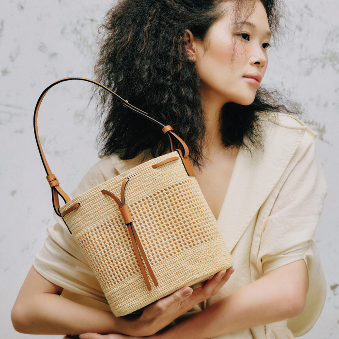 Raffia Champagne Handbag
