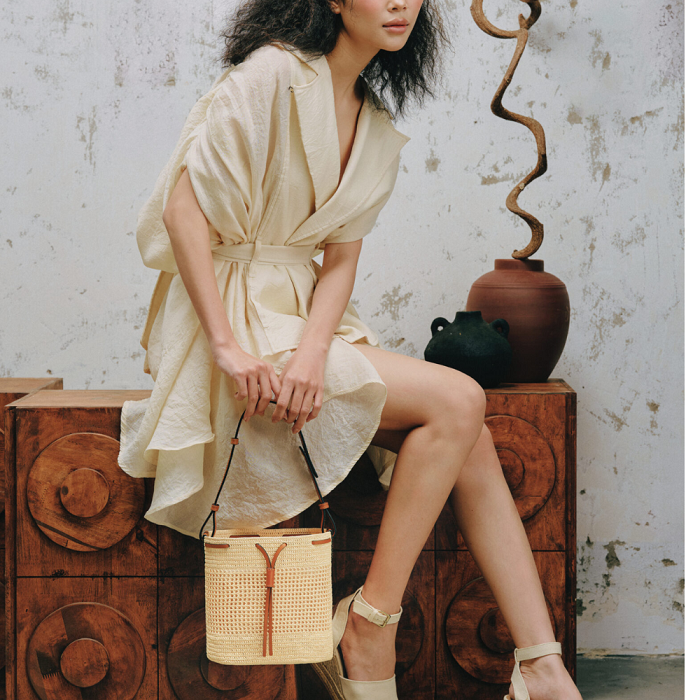 Raffia Champagne Handbag
