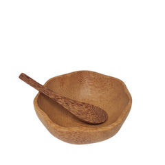 Coconut Wood Bowl with Plum Blossom Design