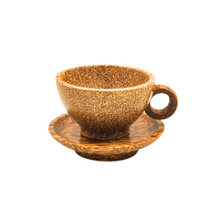 Coconut Wood Tea Cup and Saucer Set