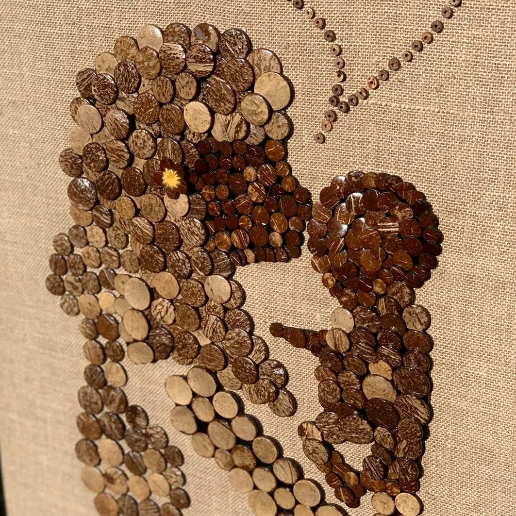 Coconut Painting Decor Mother and Baby
