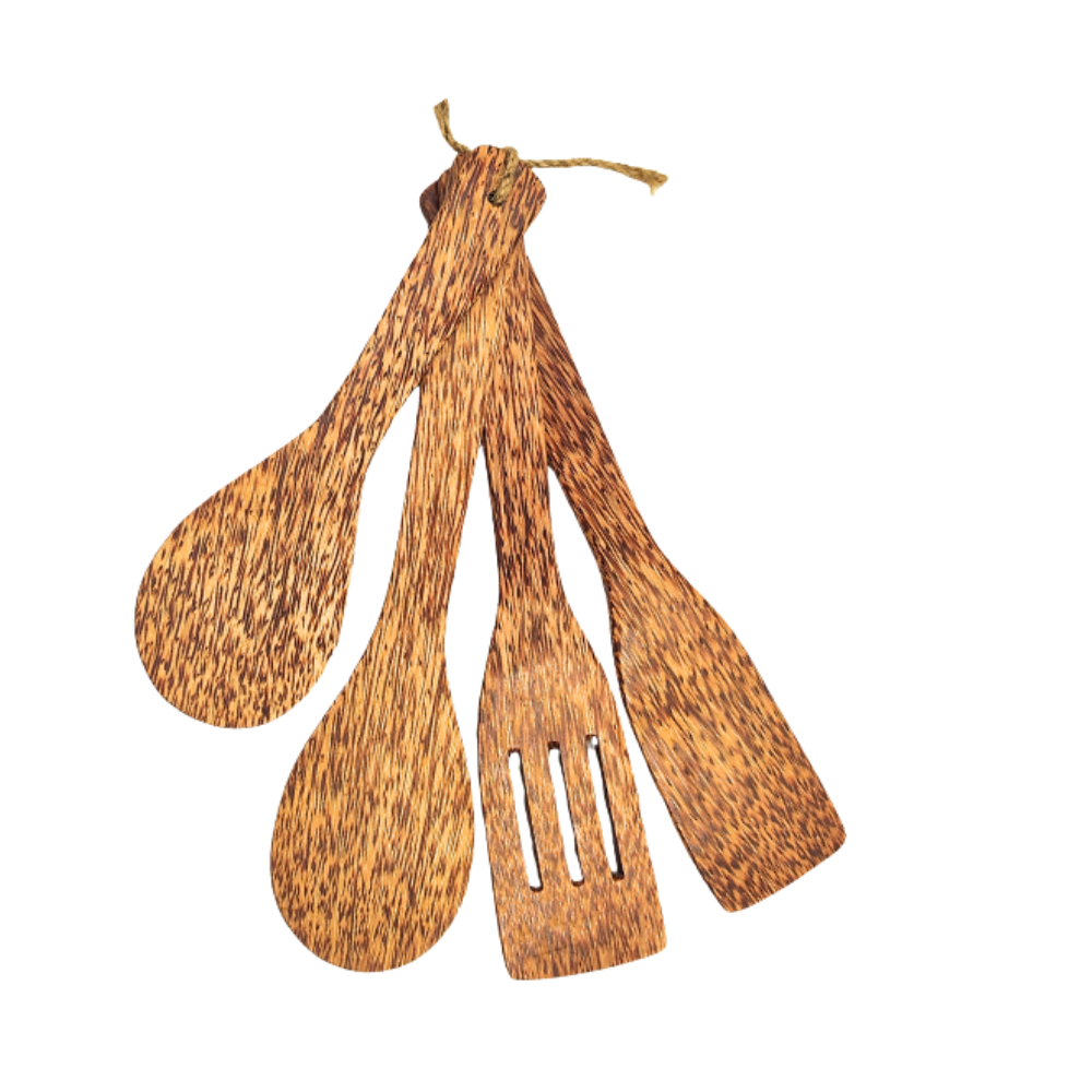 Combo 1 Sand, 2 Spatulas, 1 Coconut Wood Grooved Sand