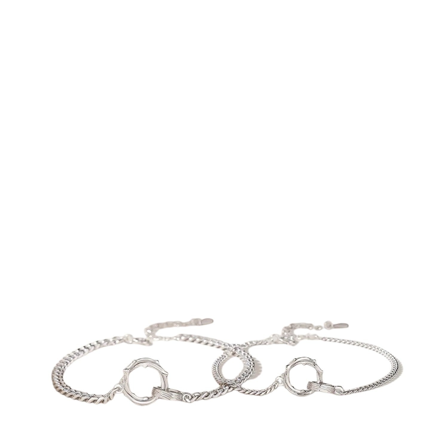Couple Bracelets with Rose Design Handcrafted 925 Sterling Silver