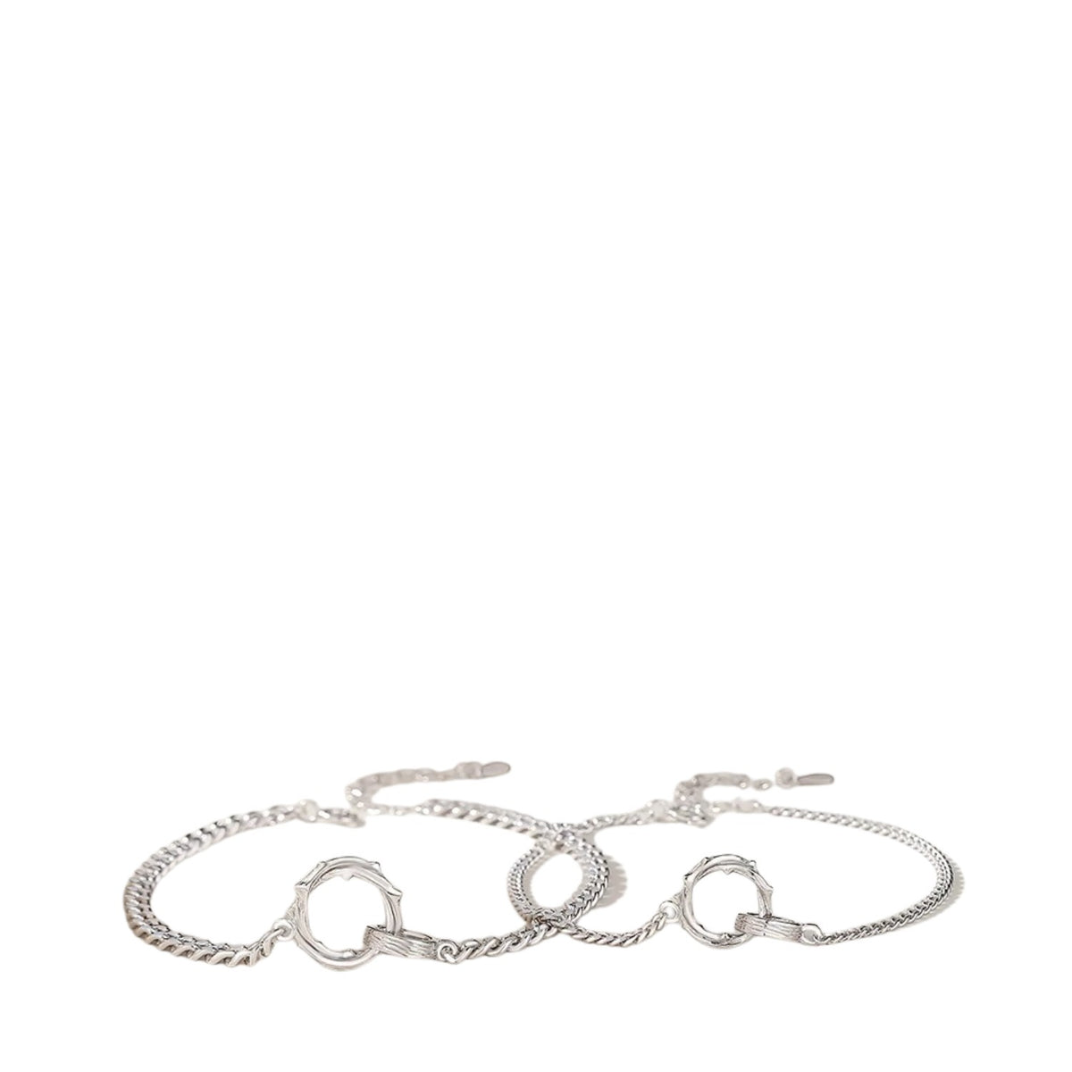 Couple Bracelets with Rose Design Handcrafted 925 Sterling Silver