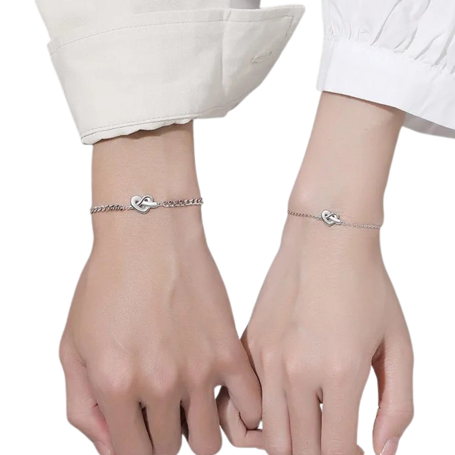 Couple Heart Bracelets Handcrafted 925 Sterling Silver