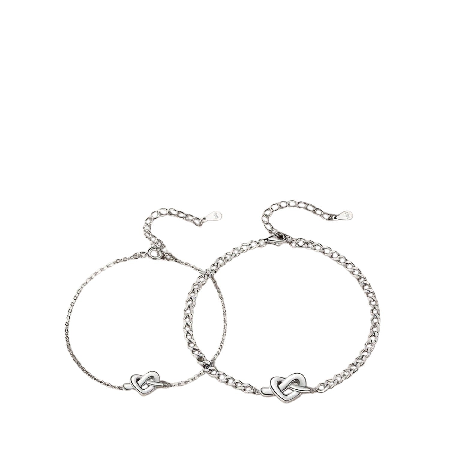 Couple Heart Bracelets Handcrafted 925 Sterling Silver