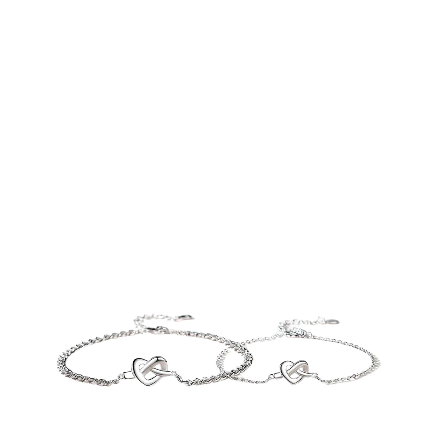 Couple Heart Bracelets Handcrafted 925 Sterling Silver