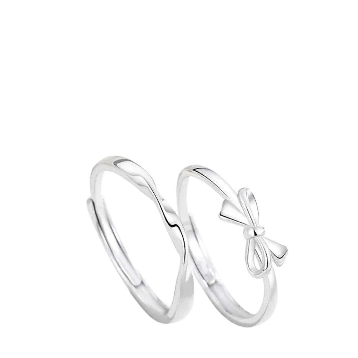 Couple Rings With Bows Handcrafted 999 Fine Silver