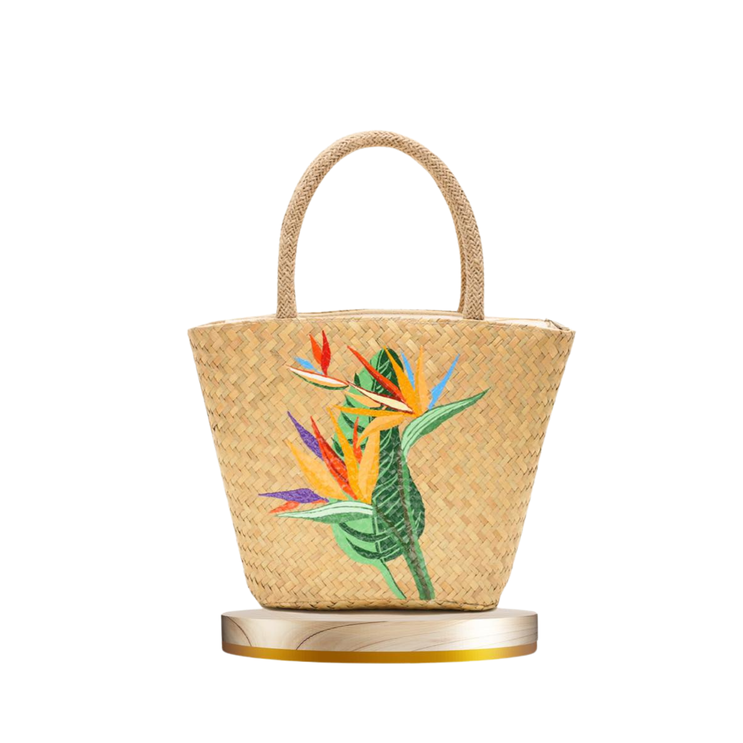 Crane Patterned Sedge Handbag