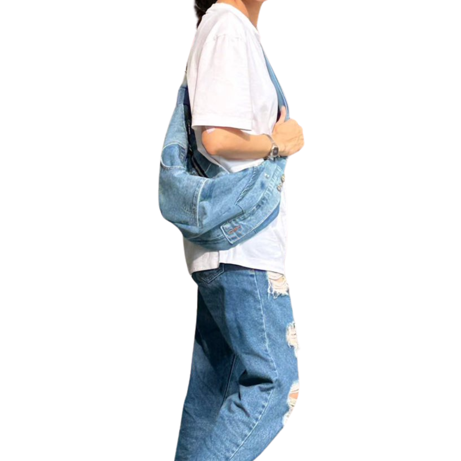Handmade Upcycled Denim Crescent Bag