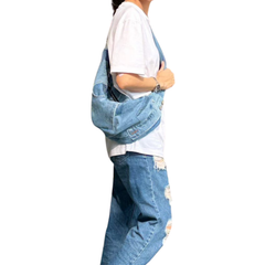 Handmade Upcycled Denim Crescent Bag
