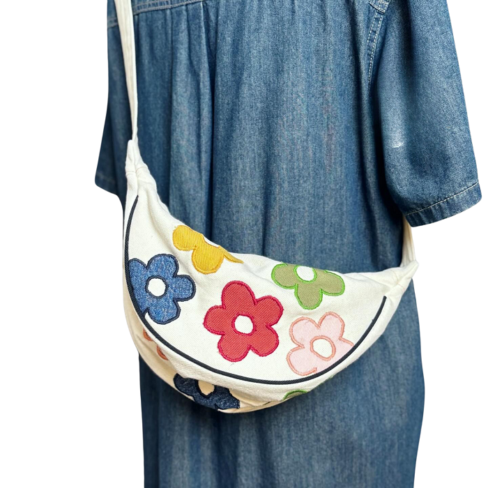 Handmade Upcycled Denim Crescent Bag