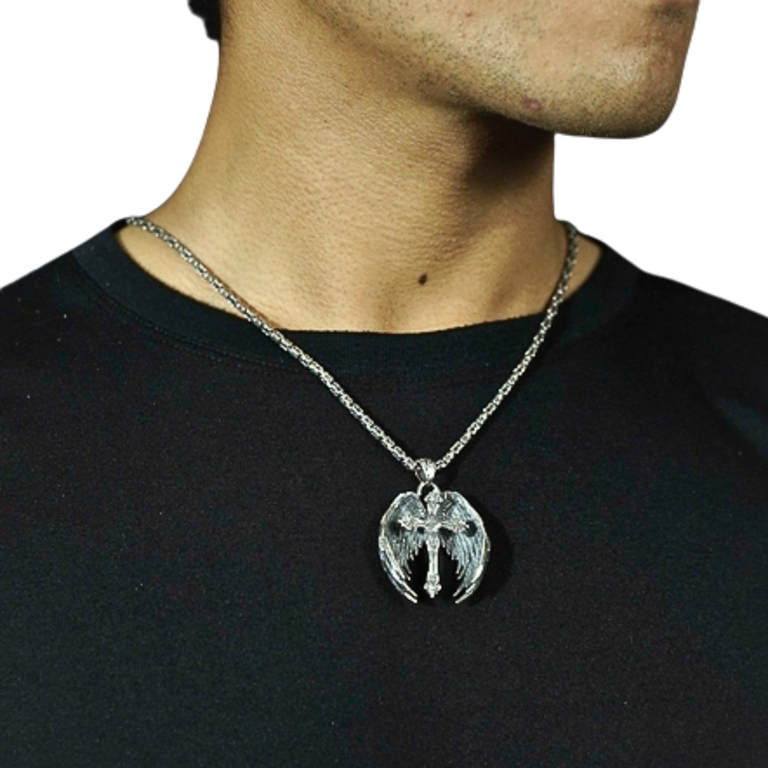 Cross Pendant With Wings Handcrafted 925 Sterling Silver