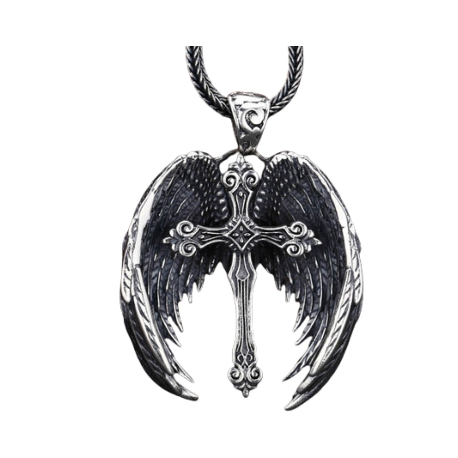 Cross Pendant With Wings Handcrafted 925 Sterling Silver