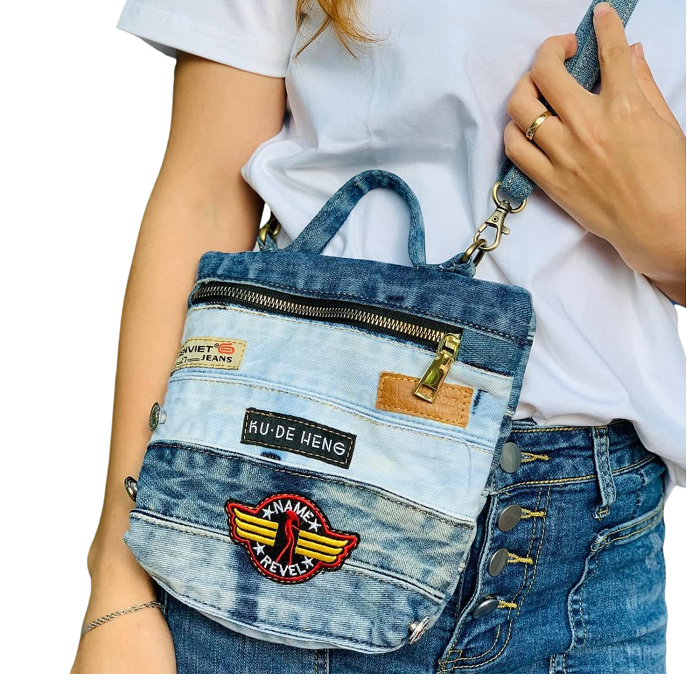 Handmade Upcycled Denim Crossbody Bag