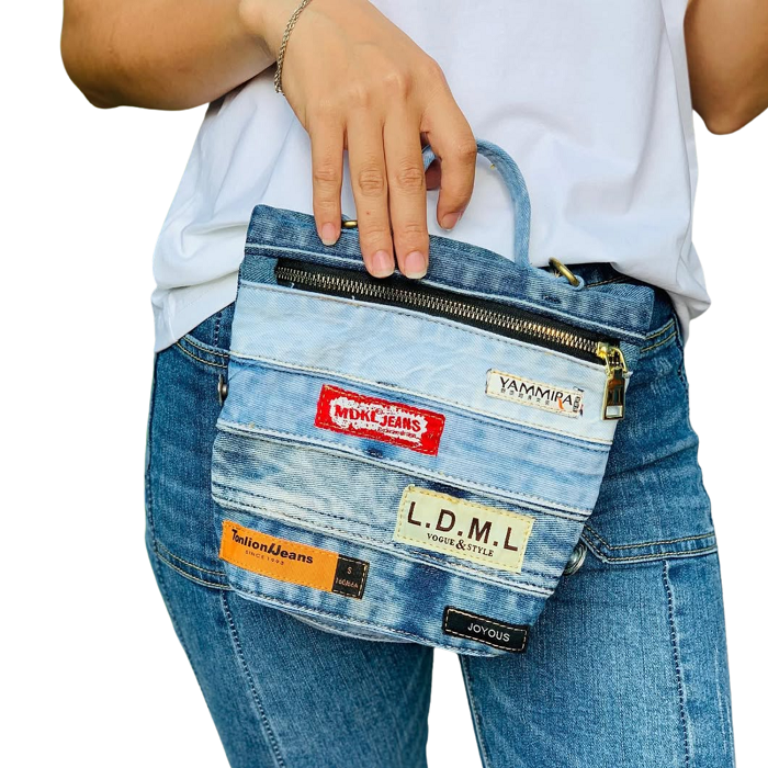 Handmade Upcycled Denim Crossbody Bag