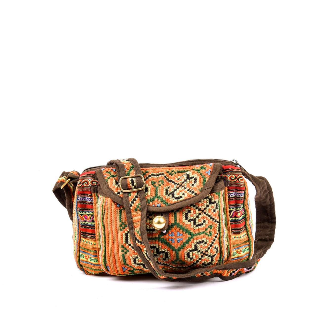 Fashionable Hand-Woven Brocade Crossbody Bag