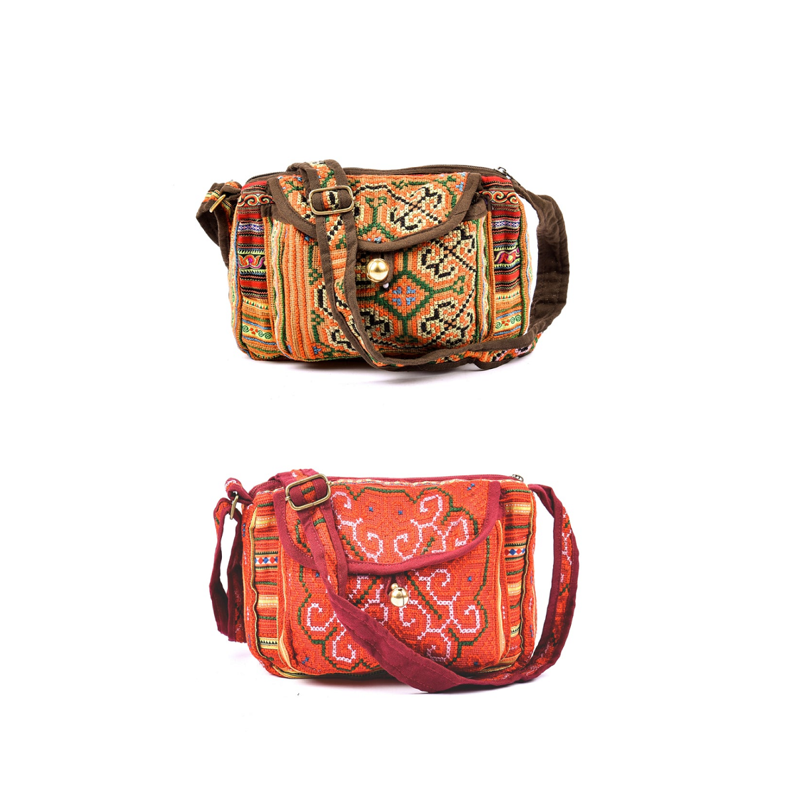 Fashionable Hand-Woven Brocade Crossbody Bag