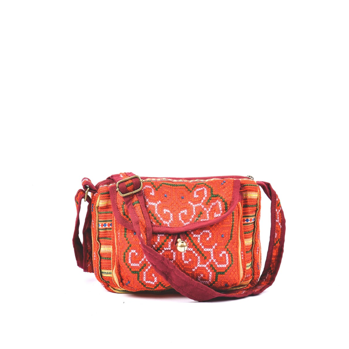 Fashionable Hand-Woven Brocade Crossbody Bag