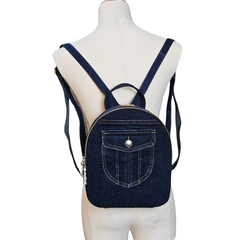 Handmade Upcycled Denim Dahlia Backpack