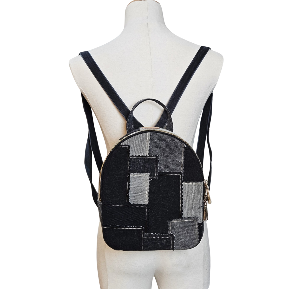 Handmade Upcycled Denim Dahlia Backpack