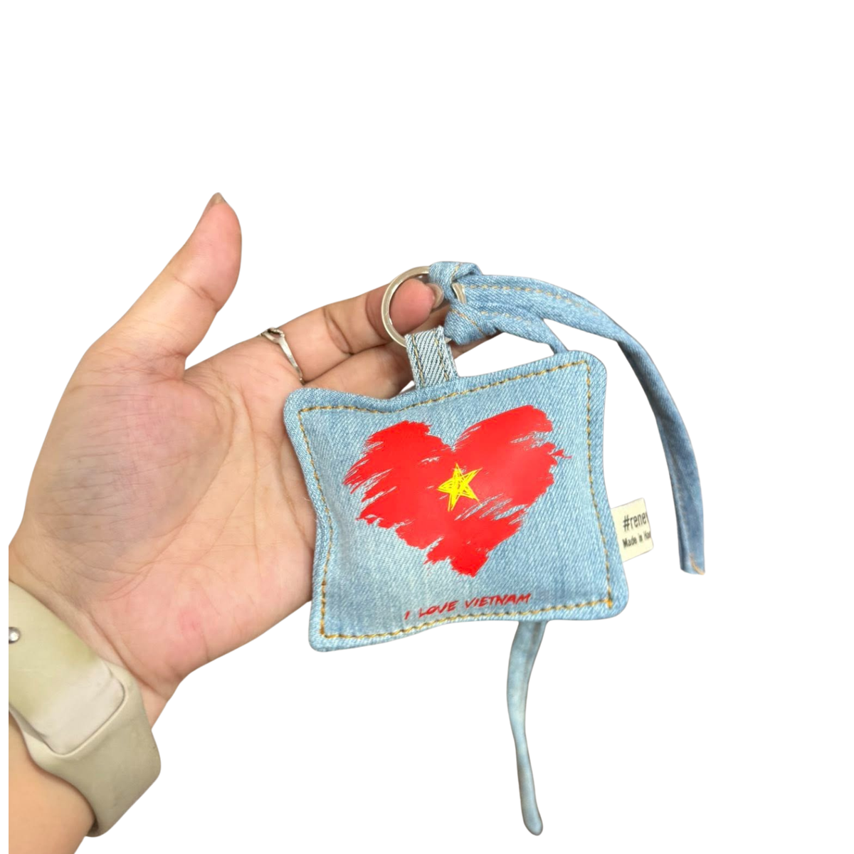 Handmade Upcycled Denim Decorative Keychains 01