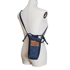Handmade Upcycled Denim Drawstring Water  Bottle Bag