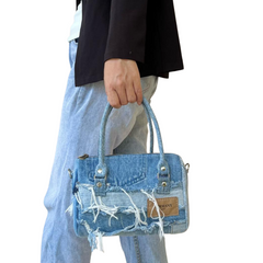 Handmade Upcycled Denim Duffel Bag