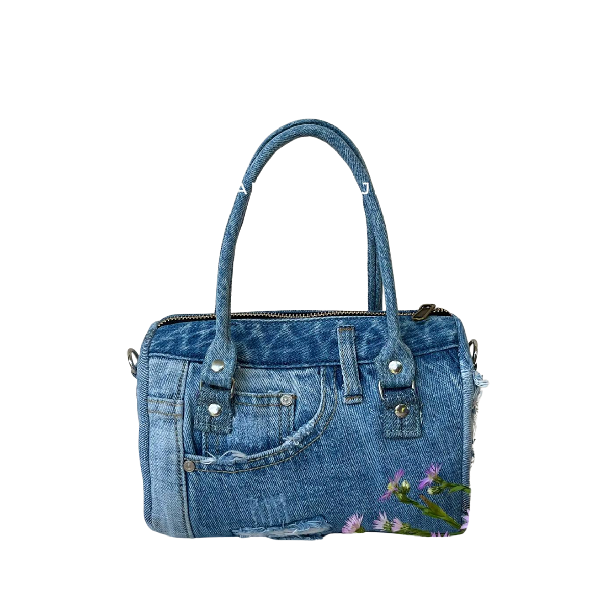 Handmade Upcycled Denim Duffel Bag