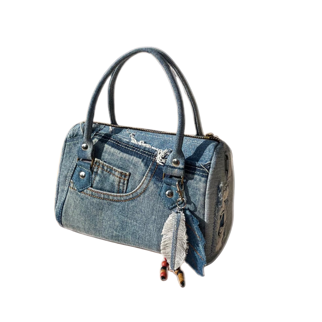 Handmade Upcycled Denim Duffel Bag