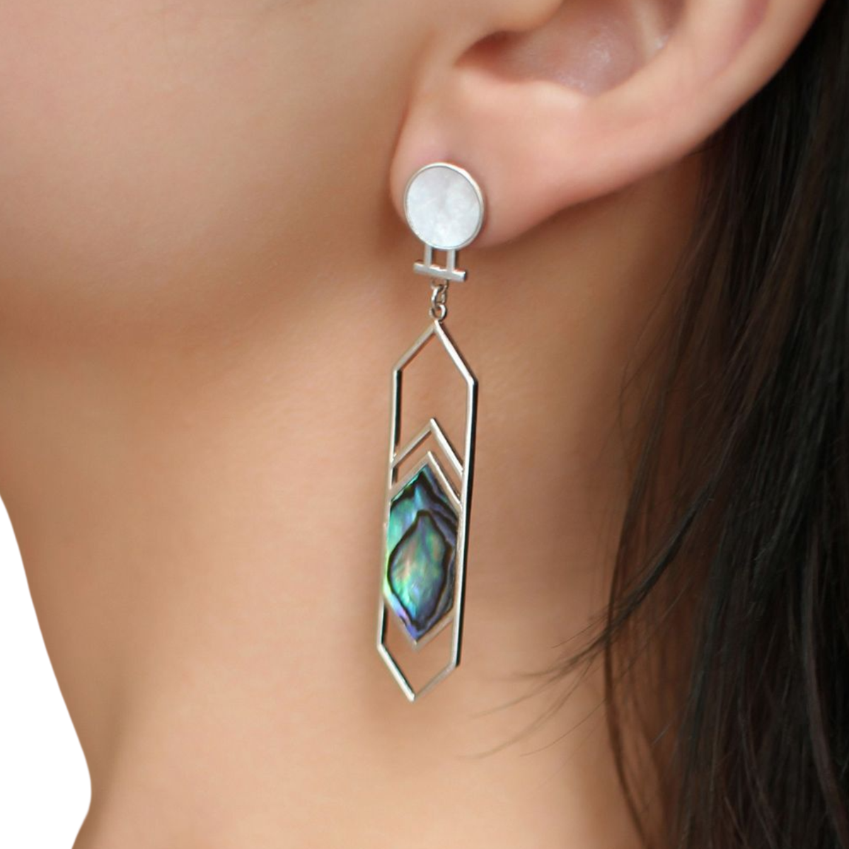 Earring Silver With Mother Of Pearl Inlay