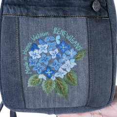 Handmade Upcycled Denim Embroidered Backpack