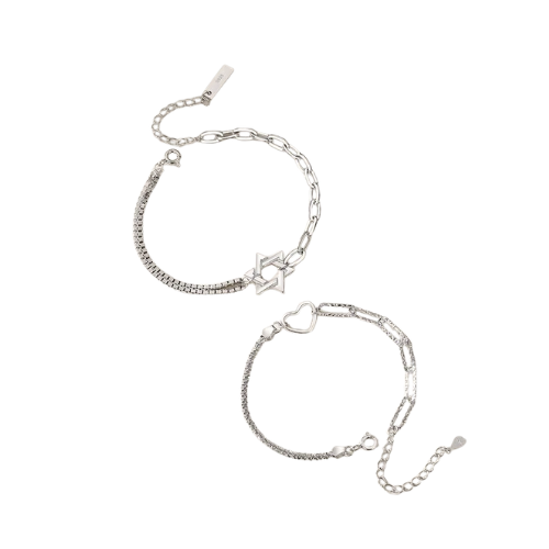 Eternal Heart Couple Bracelet Handcrafted 925 Sterling Silver
