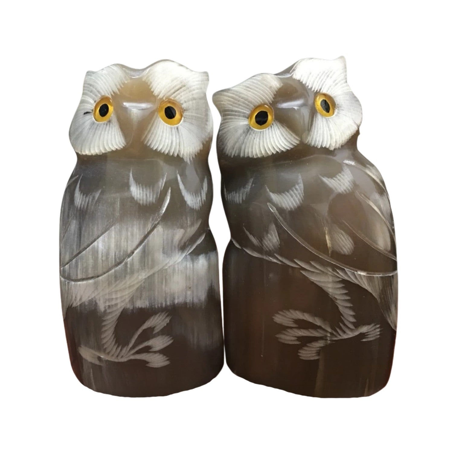 Ethical Handcrafted Buffalo Horn Owl Statue