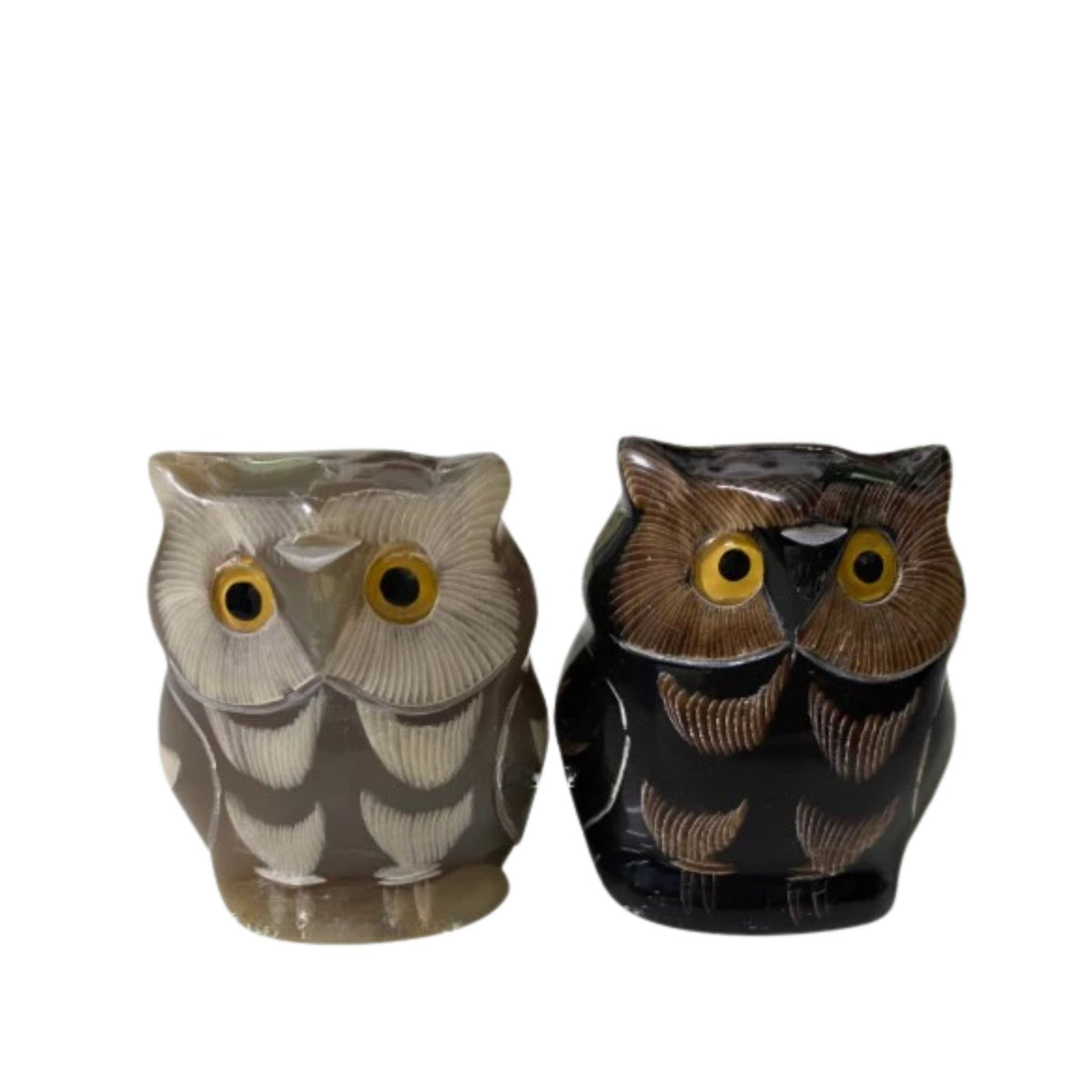 Ethical Handcrafted Buffalo Horn Owl Statue
