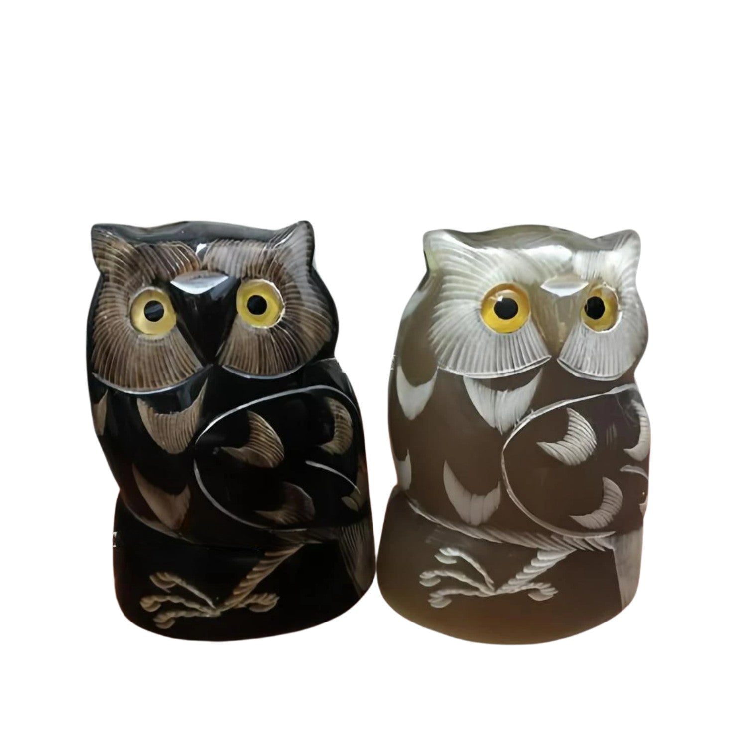 Ethical Handcrafted Buffalo Horn Owl Statue