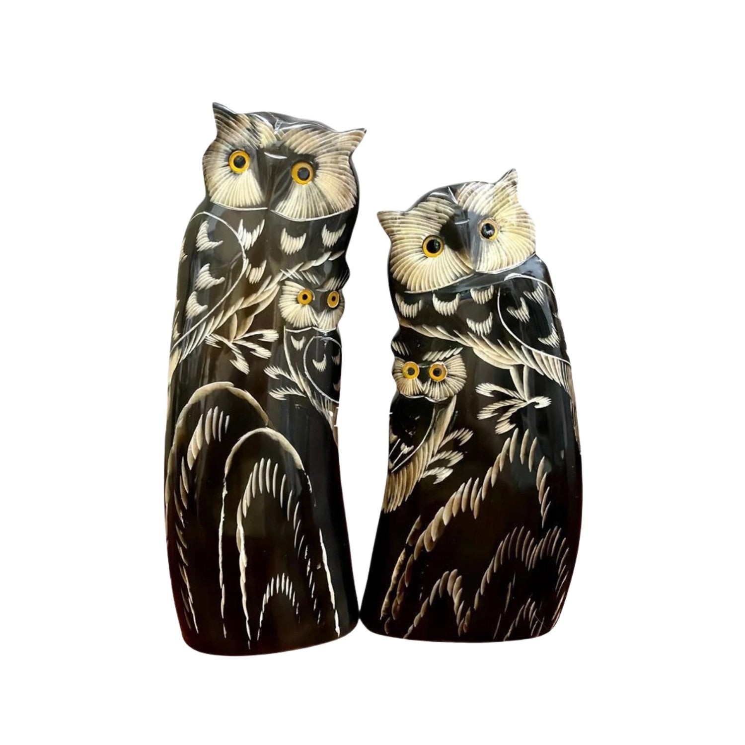 Ethical Handcrafted Buffalo Horn Owl Statue