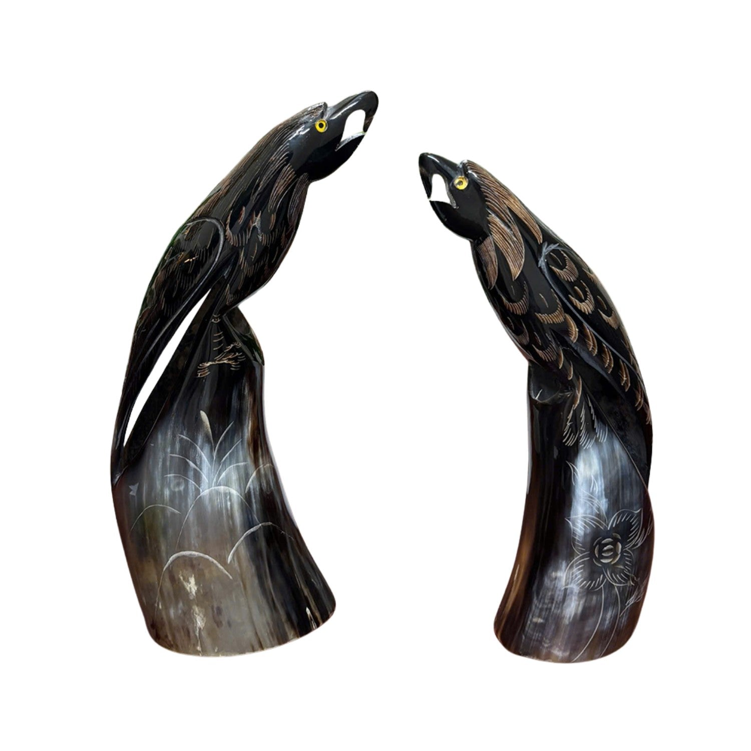 Ethical Handcrafted Buffalo Horn Parrot Statue