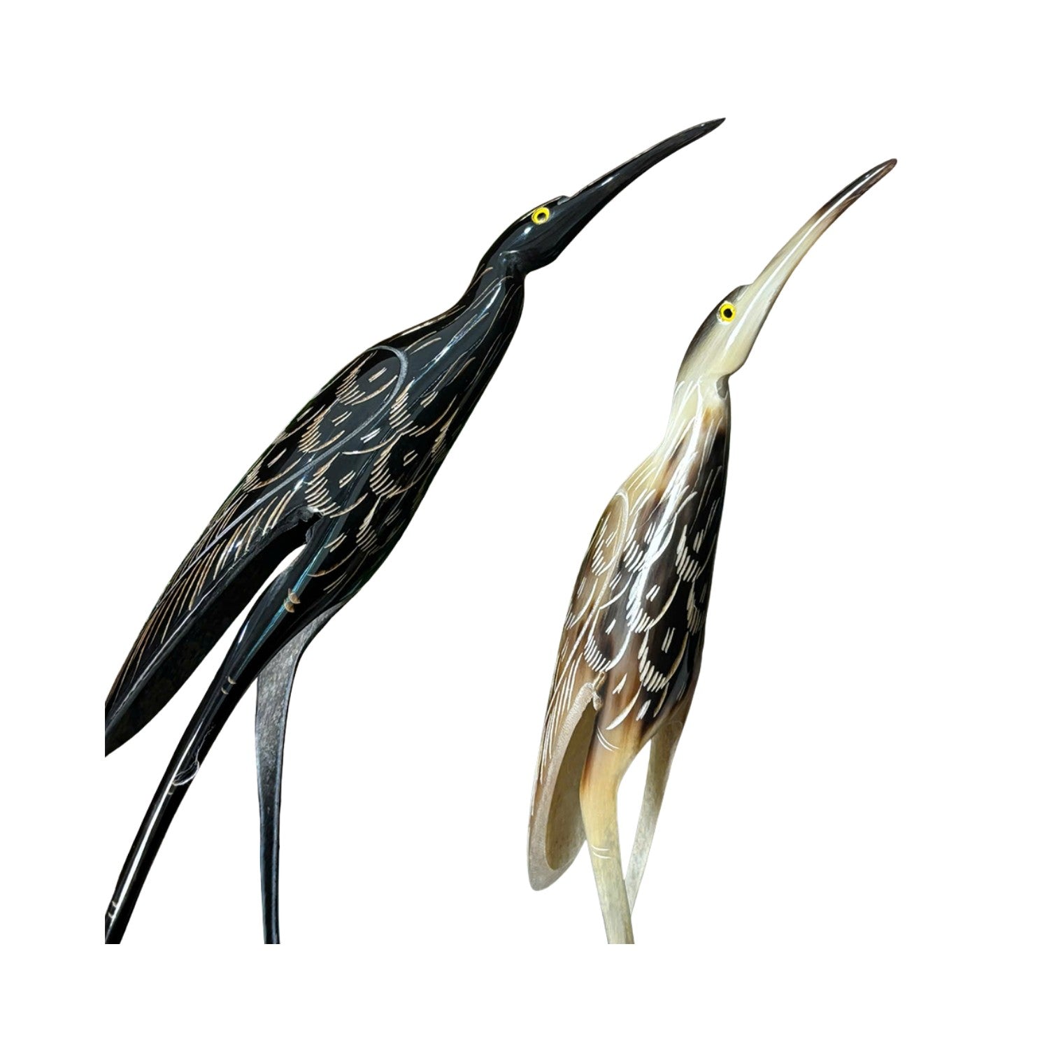 Ethical Handcrafted Buffalo Horn Carved Stork Statue