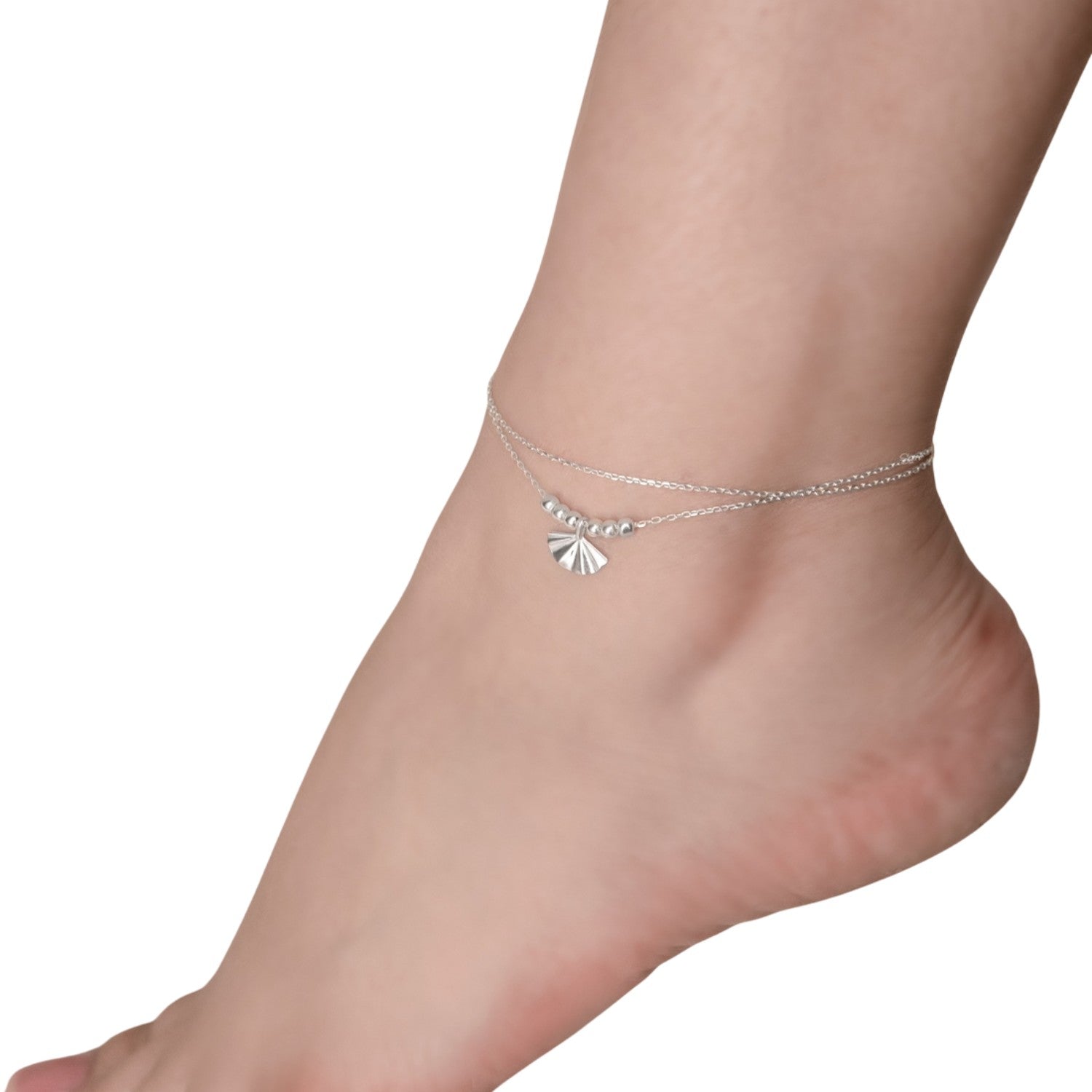 Fan-shaped Anklet Handcrafted 925 Sterling Silver