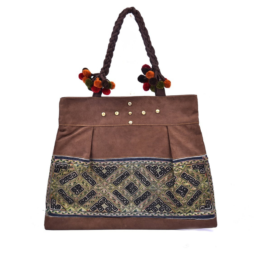 Flat Trapezoidal Hand-Woven Brocade Bag