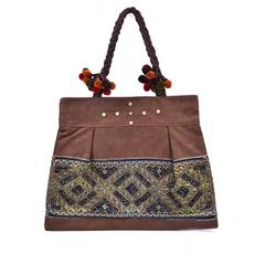 Flat Trapezoidal Hand-Woven Brocade Bag